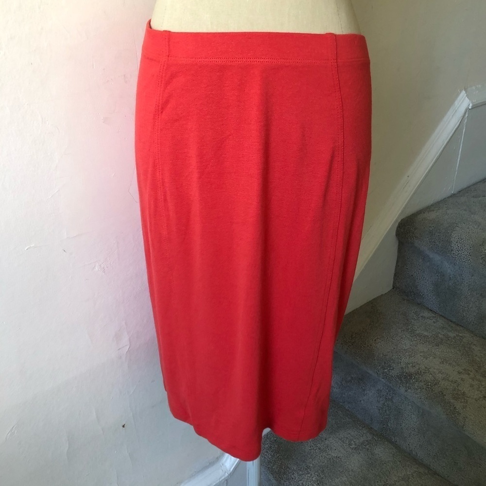 Yoana Baraschi Orange Viscose Stretch Suiting Pencil Skirt EUC Size Small